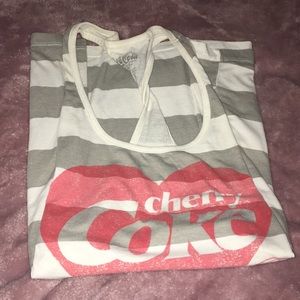 Grey white stripe Coca Cola tank top